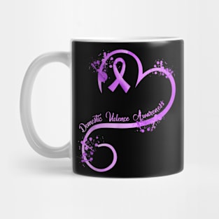 Womens Heart Ribbon Domestic Violence Awareness Mug